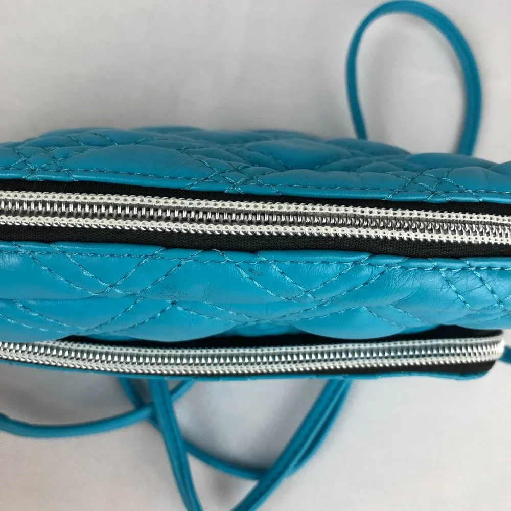 Far Nine Womens Turquoise Blue Quilted Mini Crossbody Bag